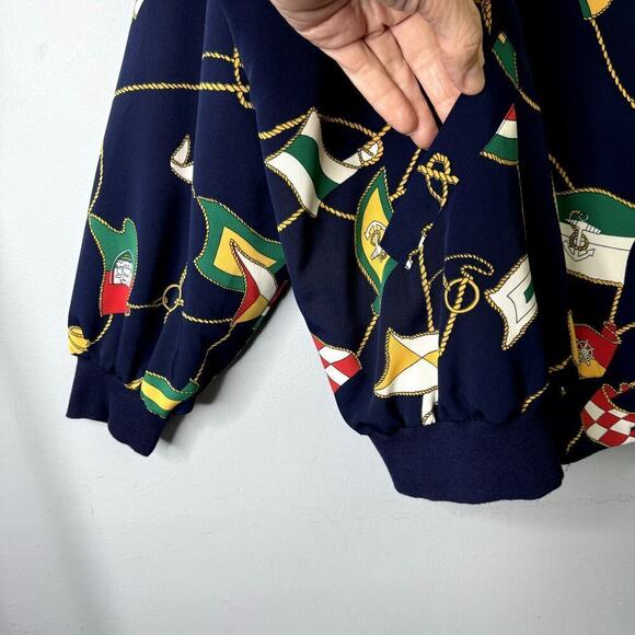 Alfred Dunner Nautical Sailing Flags Navy Blue Lightweight Button Up Jacket 22W - Picture 6 of 12